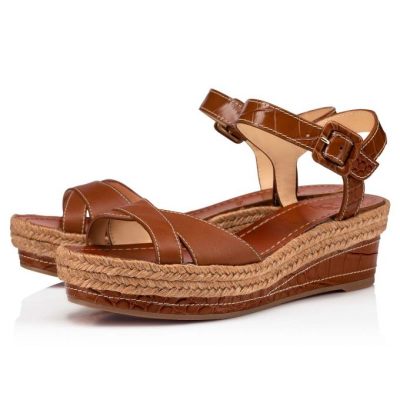 Christian Louboutin Almerio 60 Calf Espadrilles Espadrilles Ženske Rjave | SI-06928