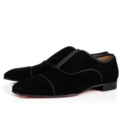 Christian Louboutin Alpha Male 000 Veau Velours Derby Derby Moški Črne | SI-69795