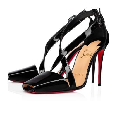 Christian Louboutin Ambretta Cross 100 Patent Pumps Pumps Ženske Črne | SI-77977