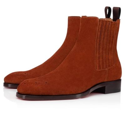 Christian Louboutin Angloman Calf Booty Škornji Moški Rjave | SI-21707