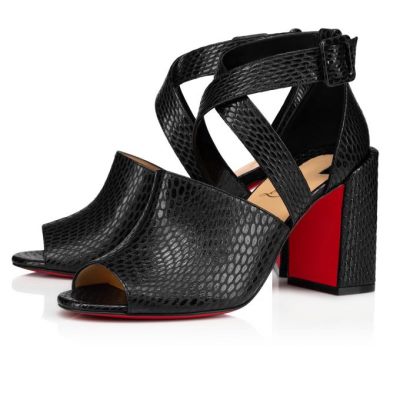 Christian Louboutin Binguetta 85 Calf T Strap T Strap Ženske Črne | SI-02598