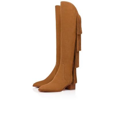 Christian Louboutin Boot Lion 55 Fes Veau Velours Boots Škornji Ženske Rjave | SI-16093