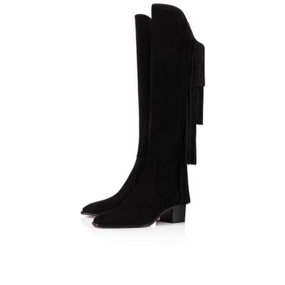 Christian Louboutin Boot Lion 55 Veau Velours Boots Škornji Ženske Črne | SI-70733