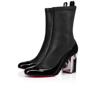 Christian Louboutin Bootnik 85 Patent Boots Škornji Ženske Črne Srebrne | SI-96758