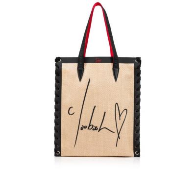 Christian Louboutin Cabalace Small Creative Fabric Tote Bags Torba Tote Ženske Bele Črne | SI-39665