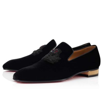 Christian Louboutin Captain Colonna 000 Velvet Loafer Mokasini Moški Črne Zlate | SI-09329