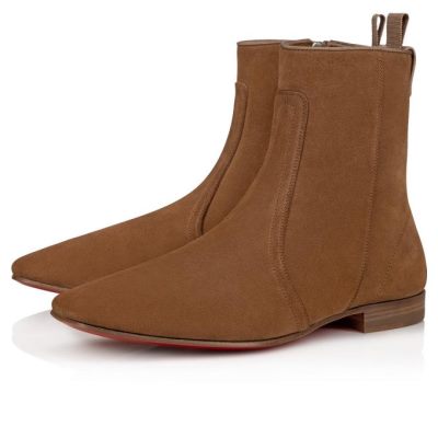 Christian Louboutin Cardaboot Fennec Calf Booty Škornji Moški Kaki | SI-46466