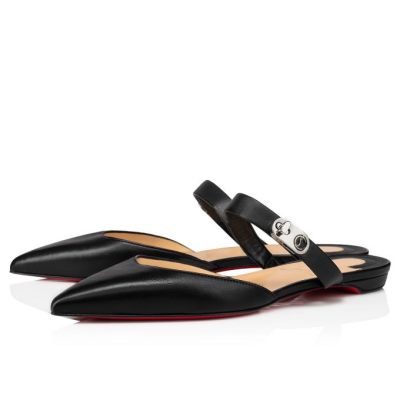Christian Louboutin Choc Lock Nappa Mules Mules Ženske Črne | SI-15623