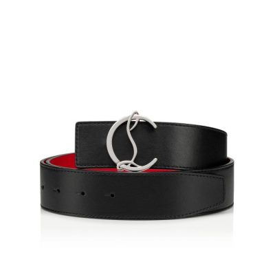 Christian Louboutin Cl Logo Belt 40 Classic Usnje Belts Pasovi Moški Črne Rdeče Srebrne | SI-63518