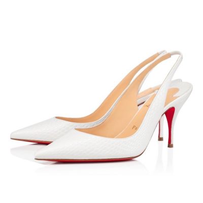 Christian Louboutin Clare Sling 80 Calf Pumps Pumps Ženske Bele | SI-80035