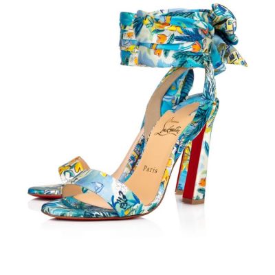 Christian Louboutin Crosse Du Desert 100 Crepe Satin/Satin/Lurex Sandals Sandale Ženske Večbarvni | SI-70933