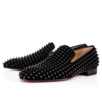 Christian Louboutin Dandelion Spike 000 Veau Velours Loafer Mokasini Moški Črne | SI-44225