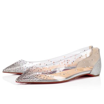 Christian Louboutin Degrastrass Pvc 000 Version Pvc Flats Flats Ženske Srebrne | SI-53321