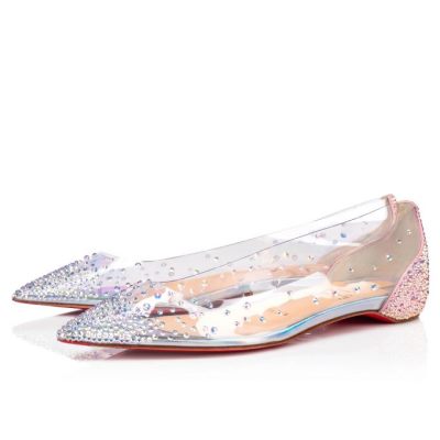 Christian Louboutin Degrastrassita Pvc Flats Flats Ženske Roza | SI-27382