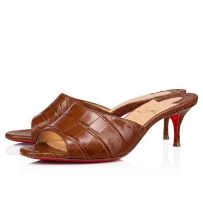 Christian Louboutin East Mule 55 Calf Mules Mules Ženske Rjave | SI-10934