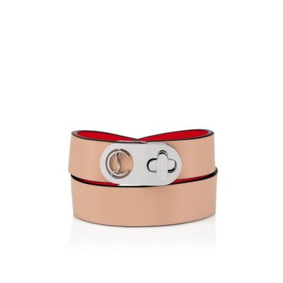 Christian Louboutin Elisa Bracelet Double 15 Calf Bracelets Bracelets Ženske Rjave Srebrne | SI-03051