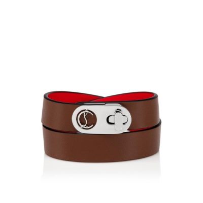 Christian Louboutin Elisa Bracelet Double 15 Calf Bracelets Bracelets Ženske Rjave Srebrne | SI-18905