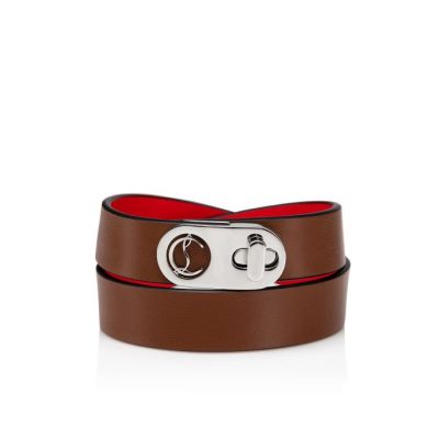 Christian Louboutin Elisa Bracelet Double 15 Calf Bracelets Bracelets Ženske Rjave Srebrne | SI-24650