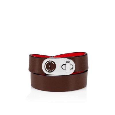 Christian Louboutin Elisa Bracelet Double 15 Calf Bracelets Bracelets Ženske Rjave Srebrne | SI-32272