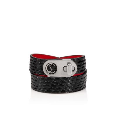 Christian Louboutin Elisa Bracelet Double 15 Calf Bracelets Bracelets Ženske Črne Srebrne | SI-35291
