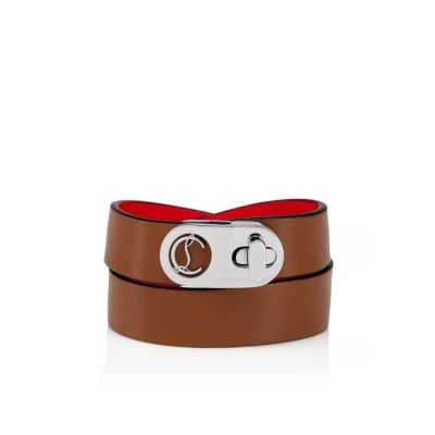 Christian Louboutin Elisa Bracelet Double 15 Calf Bracelets Bracelets Ženske Rjave Srebrne | SI-92525