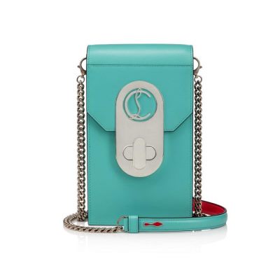 Christian Louboutin Elisa Phone Pouch Classic Usnje Cross Body Bags Cross Body Bags Ženske Turkizna Srebrne | SI-74739