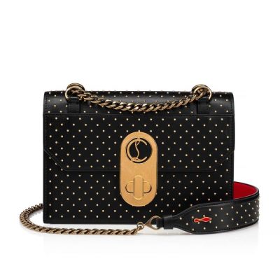 Christian Louboutin Elisa Small Classic Usnje Cross Body Bags Cross Body Bags Ženske Črne Zlate | SI-35777
