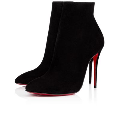 Christian Louboutin Eloise Booty 100 100 Veau Velours Boots Škornji Ženske Črne | SI-60236
