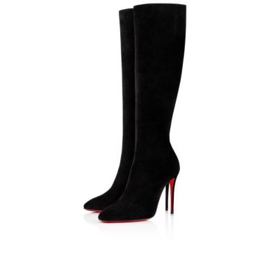 Christian Louboutin Eloise Botta 100 100 Veau Velours Boots Škornji Ženske Črne | SI-38463
