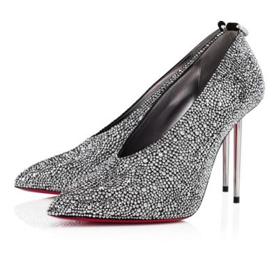 Christian Louboutin Et Pic Et Pump Strass 100 Suede Pumps Pumps Ženske Črne Srebrne | SI-83200
