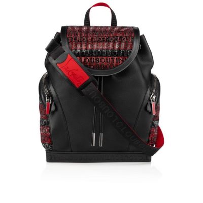 Christian Louboutin Explorafunk S Creative Usnje Backpack Nahrbtniki Moški Črne Rdeče | SI-40769