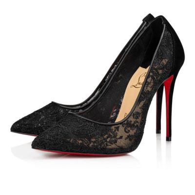 Christian Louboutin Follies Lace 100 Version Dentelle Pumps Pumps Ženske Črne | SI-20480