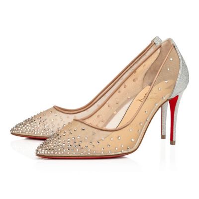 Christian Louboutin Follies Strass 085 85 Version Glitter Pumps Pumps Ženske Srebrne | SI-21601