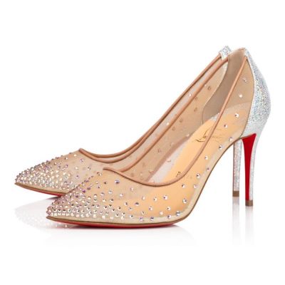 Christian Louboutin Follies Strass 85 Version Ab Classic Fabric Pumps Pumps Ženske Bele | SI-14182