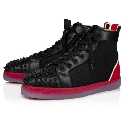 Christian Louboutin Fun Lou Spikes 000 Version Mesh Sneakers Superge Moški Črne Rdeče | SI-07759