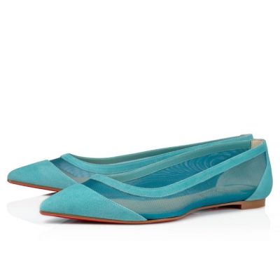 Christian Louboutin Galativi 000 Version Noumea Veau Velours Flats Flats Ženske Turkizna | SI-51796