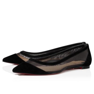 Christian Louboutin Galativi 000 Version Veau Velours Flats Flats Ženske Črne | SI-68623