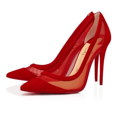 Christian Louboutin Galativi 100 100 Version Veau Velours Pumps Pumps Ženske Rdeče | SI-01158