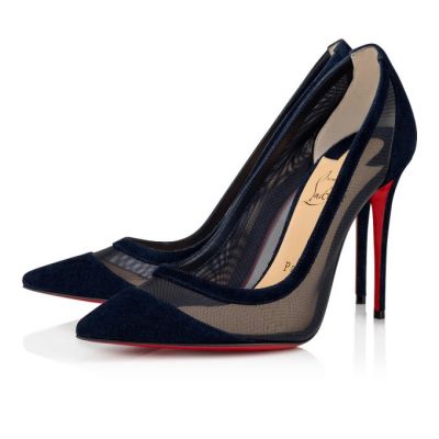 Christian Louboutin Galativi 100 100 Version Marine Veau Velours Pumps Pumps Ženske Temno Modre | SI-79961