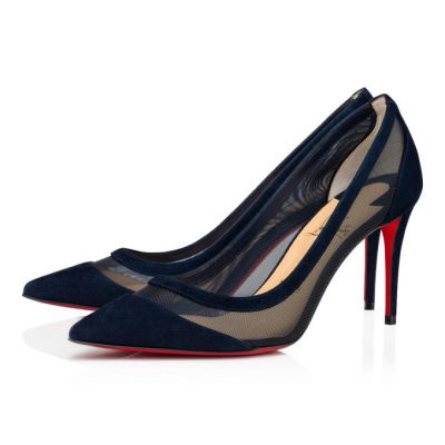 Christian Louboutin Galativi 85 Version Marine Veau Velours Pumps Pumps Ženske Temno Modre | SI-70086