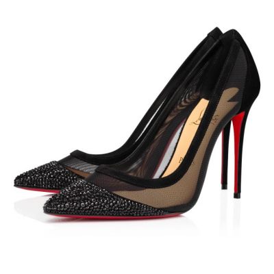 Christian Louboutin Galativi P Strass 100 Version Classic Fabric Pumps Pumps Ženske Črne | SI-85090