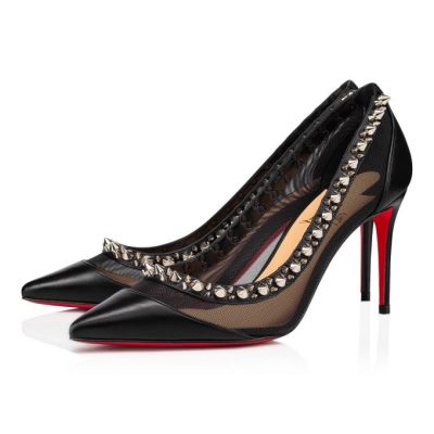 Christian Louboutin Galativi Spikes 85 Fishnet Pumps Pumps Ženske Črne Srebrne | SI-01176