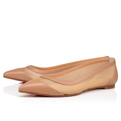 Christian Louboutin Galativi Version Classic Fabric Flats Flats Ženske Bež | SI-20841