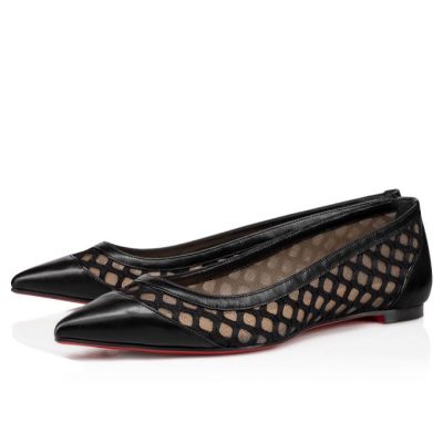 Christian Louboutin Galativi Version Lace Flats Flats Ženske Črne | SI-15722