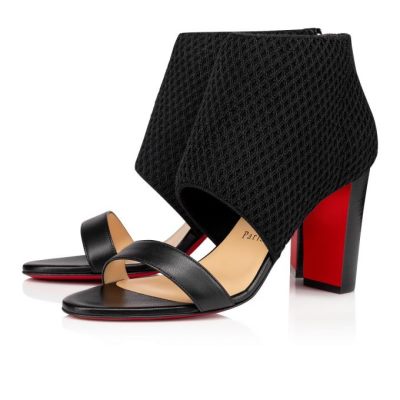 Christian Louboutin Georgette Boot 85 Lucido Mesh Sandals Sandale Ženske Črne | SI-47572