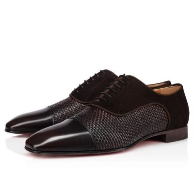 Christian Louboutin Greggo Dark Creative Usnje Oxford Oxfords Shoes Moški Temno Rjave | SI-29331