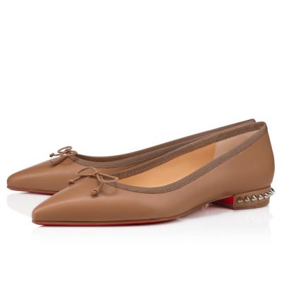 Christian Louboutin Hall 000 Version Fennec Nappa Flats Flats Ženske Kaki | SI-35103