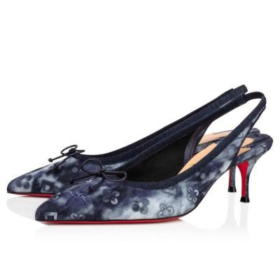 Christian Louboutin Hall Sling Pump 55 Cotton Pumps Sandale Ženske Večbarvni Modre | SI-19727