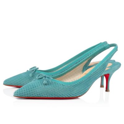 Christian Louboutin Hall Sling Pump 55 Veau Velours Pumps Pumps Ženske Modre | SI-57126