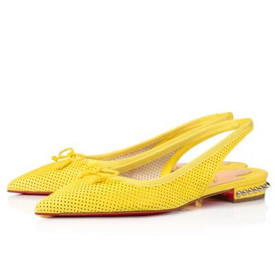 Christian Louboutin Hall Sling Suede Flats Flats Ženske Rumene | SI-32319